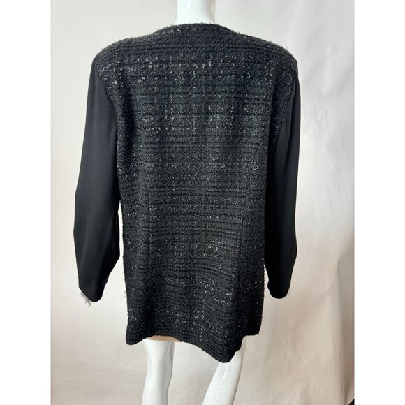 Chicos Open-Front Black Tweed Jacket Sz 2 - Picture 5 of 16